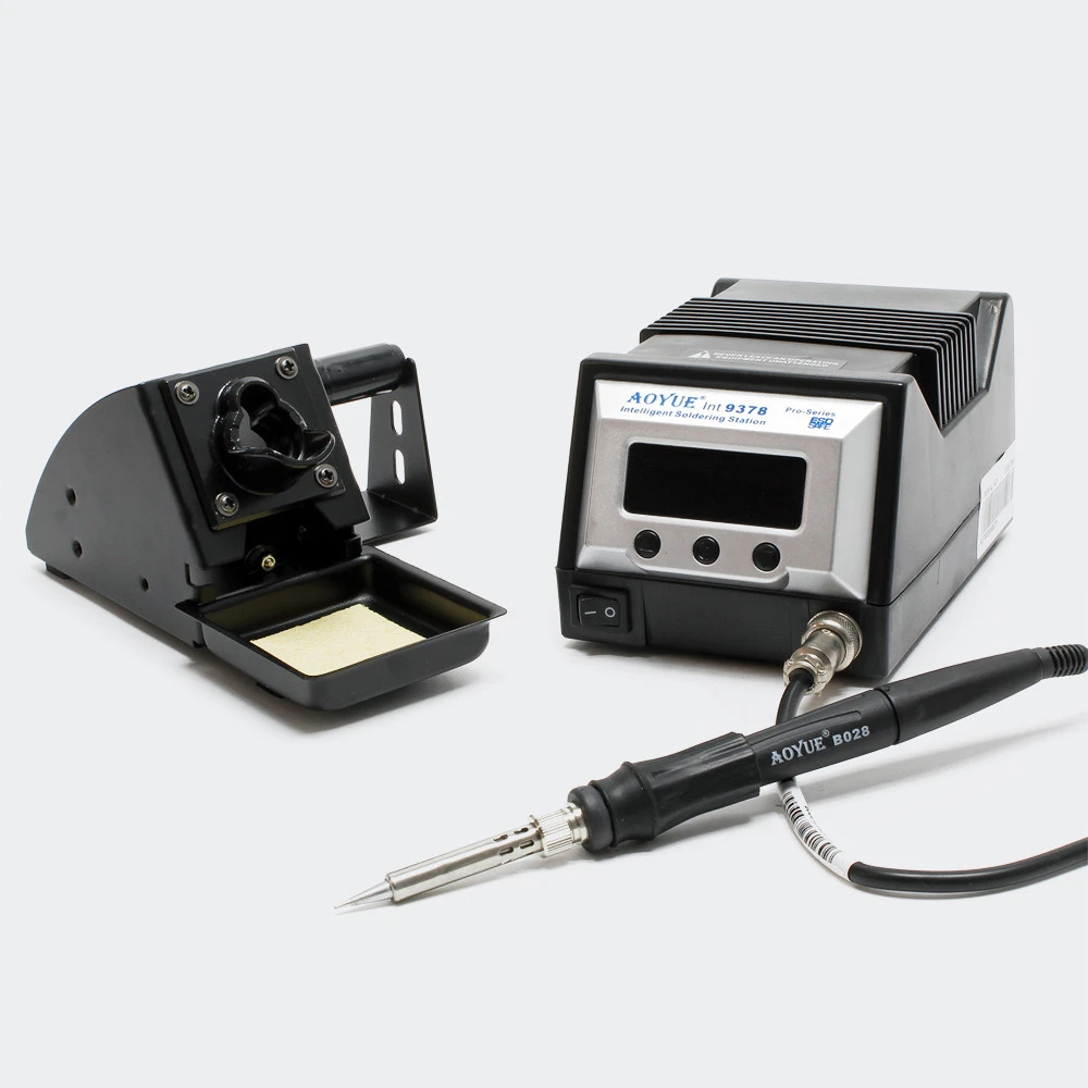 Vista frontal de la estación de soldadura digital Aoyue Int9378 Pro Series