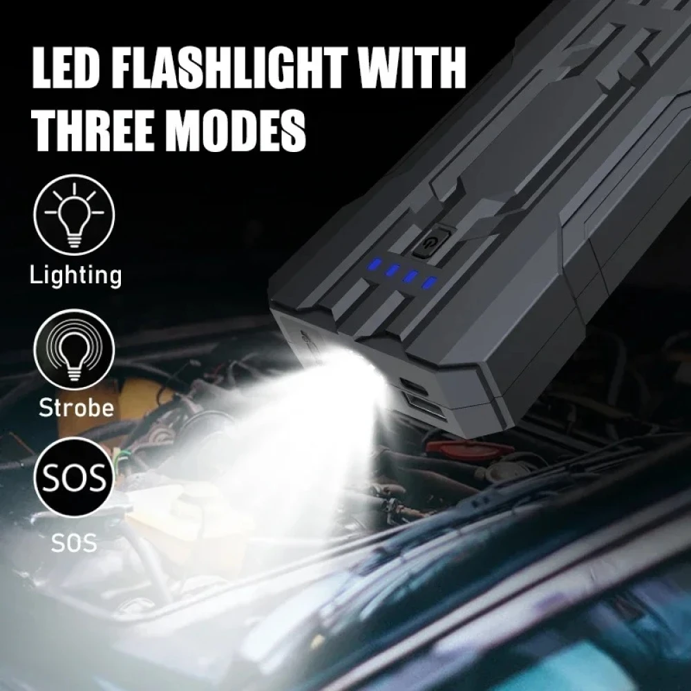 Auto aku käivitusabi 8000mAh Jumpstarter S301 kompaktne ja turvaline LED SOS-taskulambiga