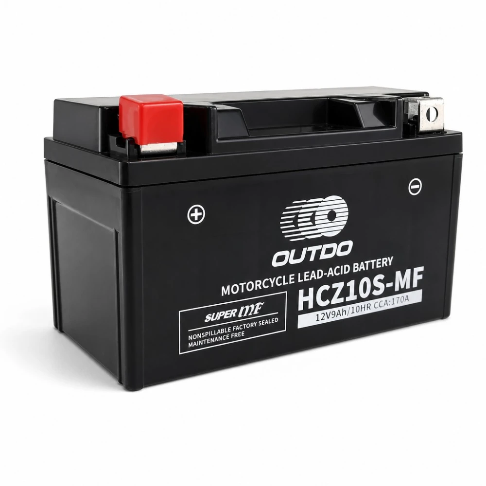 Mootorratta aku AGM 12V 9Ah OUTDO HCZ10S-MF - Sobib Yuasa YTZ10S(-BS) / GTZ10S / ETZ10S