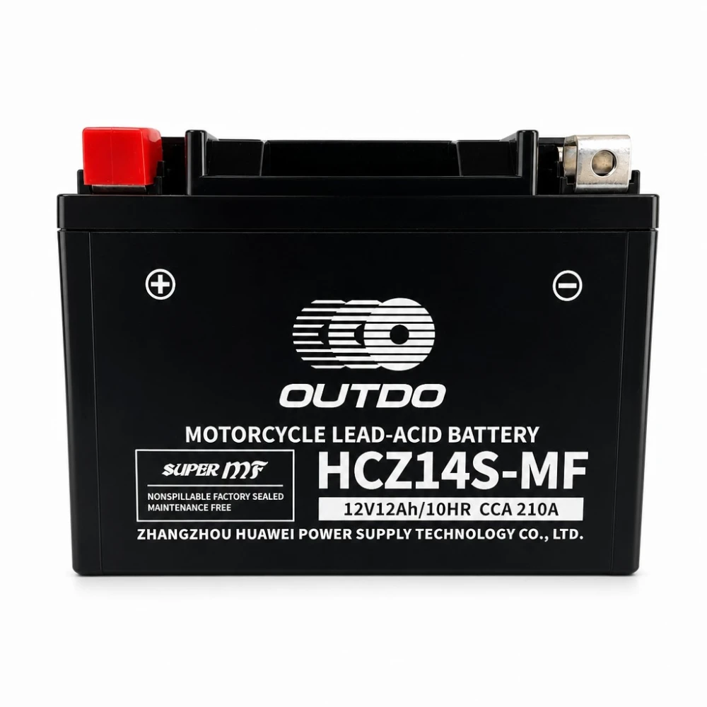 Mootorratta aku AGM 12V 12Ah OUTDO HCZ14S-MF - Ühilduv Yuasa YTZ14S(-BS) / GTZ14S / ETZ14S