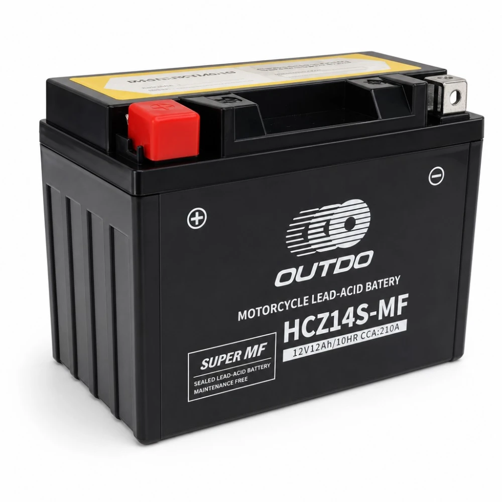 Mootorratta aku AGM 12V 12Ah OUTDO HCZ14S-MF - Ühilduv Yuasa YTZ14S(-BS) / GTZ14S / ETZ14S