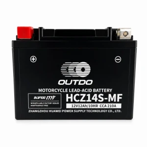 Mootorratta aku AGM 12V 12Ah OUTDO HCZ14S-MF - Ühilduv Yuasa YTZ14S(-BS) / GTZ14S / ETZ14S