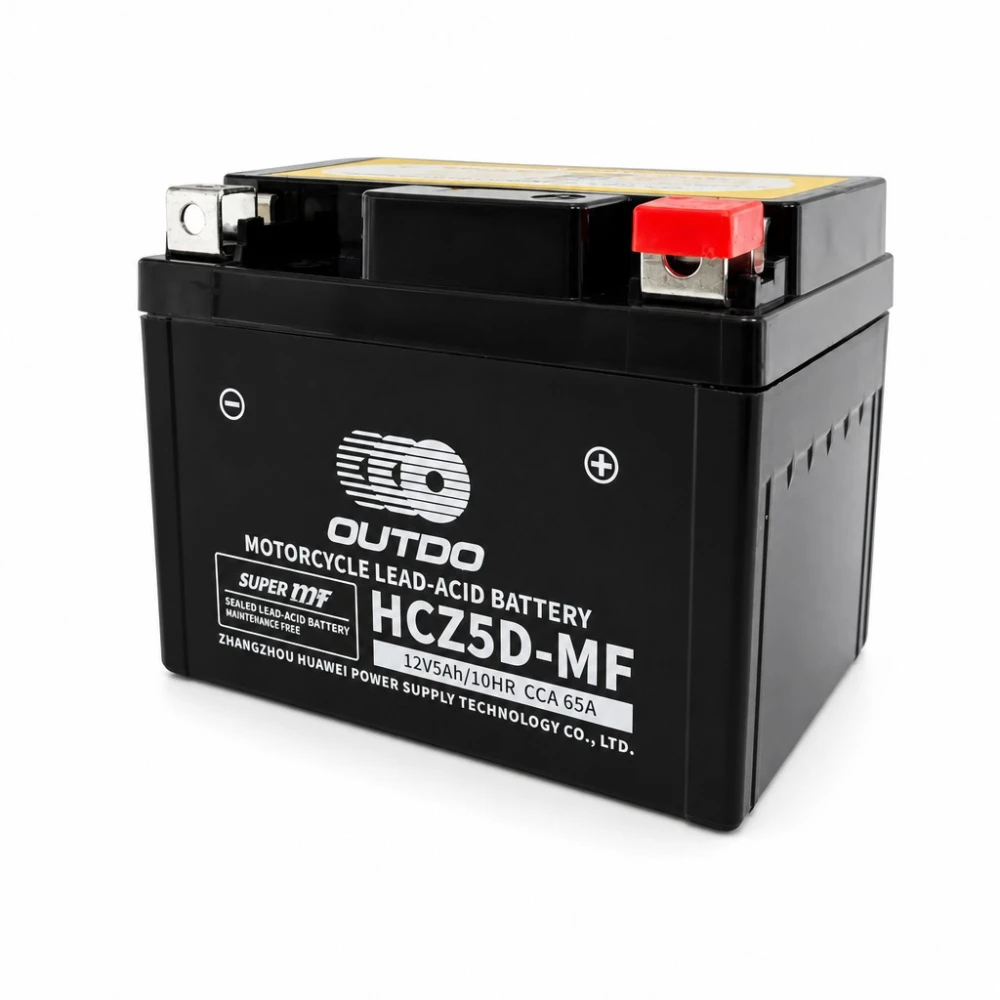 Mootorratta Aku AGM 12V 5Ah OUTDO HCZ5D-MF - Ühilduv Yuasa YTZ7S-BS / GTZ7S / ETZ5L-BS