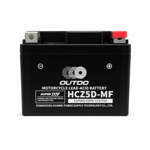 OUTDO Mootorratta Aku AGM 12V 5Ah OUTDO HCZ5D-MF - Ühilduv Yuasa YTZ7S-BS / GTZ7S / ETZ5L-BS