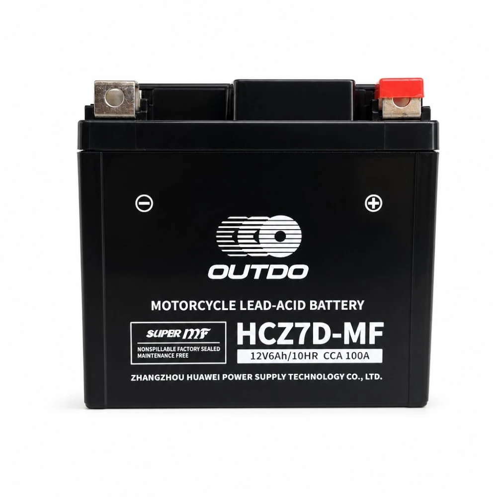 Mootorratta aku AGM 12V 6Ah OUTDO HCZ7D-MF - Ühilduv Yuasa YTZ7S-BS / GTZ7S / ETZ7S