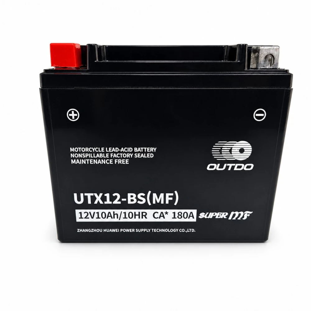 Mootorratta aku AGM 12V 10Ah OUTDO UTX12-BS(MF) - Ühilduv Yuasa YTX12-BS / GTX12-BS / ETX12-BS