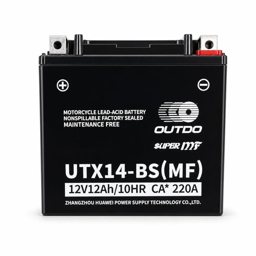 Mootorratta Aku AGM 12V 12Ah OUTDO UTX14-BS(MF) - Ühilduv Yuasa YTX14-BS / GTX14-BS / ETX14-BS