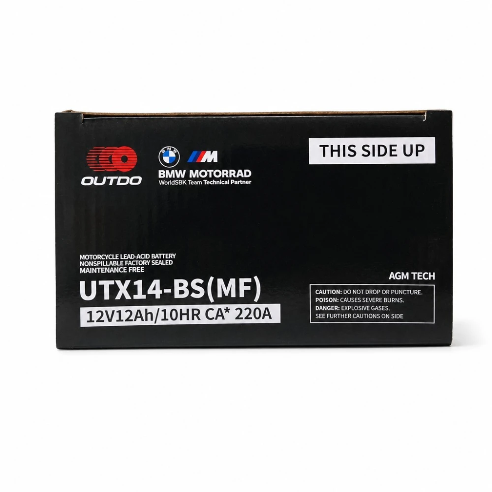 Mootorratta Aku AGM 12V 12Ah OUTDO UTX14-BS(MF) - Ühilduv Yuasa YTX14-BS / GTX14-BS / ETX14-BS