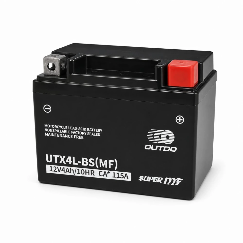 Mootorratta Aku AGM 12V 4Ah OUTDO UTX4L-BS(MF) - Sobib Yuasa YTX4L-BS / GTX4L-BS / ETX4L-BS