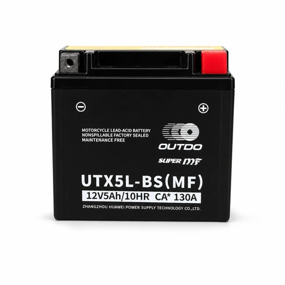 Mootorratta aku AGM 12V 5Ah OUTDO UTX5L-BS(MF) - Ühilduv Yuasa YTX5L-BS / GTX5L-BS / ETX5L-BS