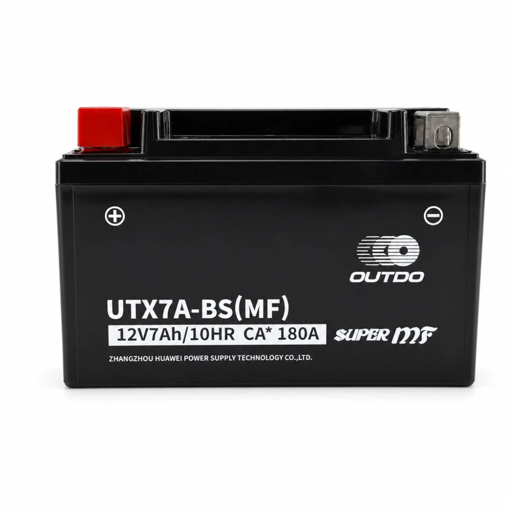Mootorratta aku AGM 12V 7Ah OUTDO UTX7A-BS(MF) - Ühilduv Yuasa YTX7A-BS / GTX7A-BS / ETX7A-BS