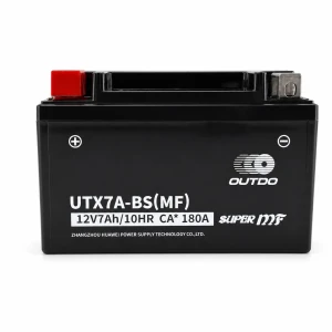 OUTDO Mootorratta aku AGM 12V 7Ah OUTDO UTX7A-BS(MF) - Ühilduv Yuasa YTX7A-BS / GTX7A-BS / ETX7A-BS