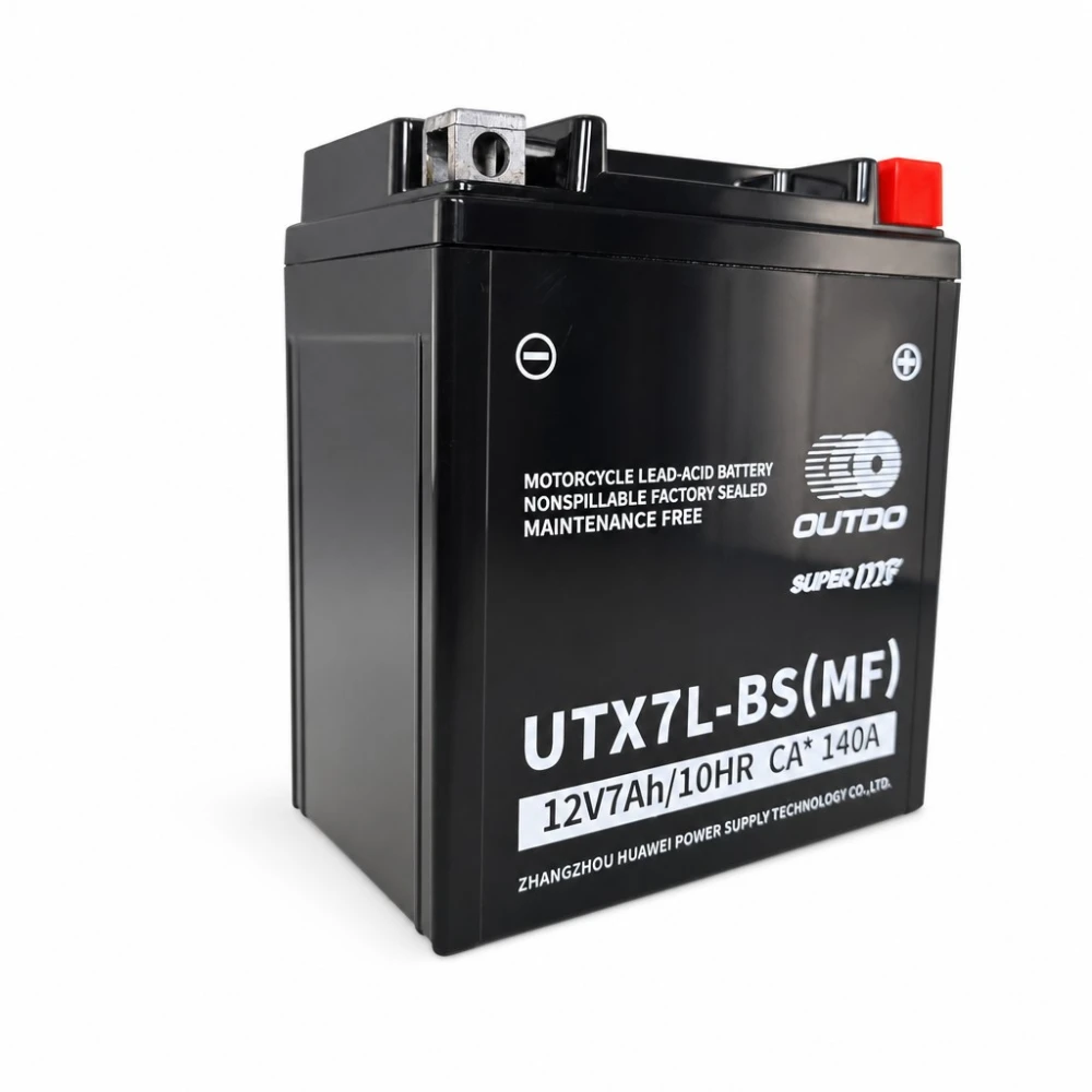 Mootorratta Aku AGM 12V 7Ah OUTDO UTX7L-BS(MF) - Ühilduv Yuasa YTX7L-BS / GTX7L-BS / ETX7L-BS