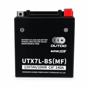OUTDO Mootorratta Aku AGM 12V 7Ah OUTDO UTX7L-BS(MF) - Ühilduv Yuasa YTX7L-BS / GTX7L-BS / ETX7L-BS