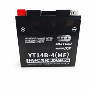 Mootorratta aku AGM 12V 12Ah OUTDO YT14B-4(MF) - Sobib Yuasa YT14B-BS / GT14B-BS / GT14B-4 / ETZ14B-BS / ET14B-4