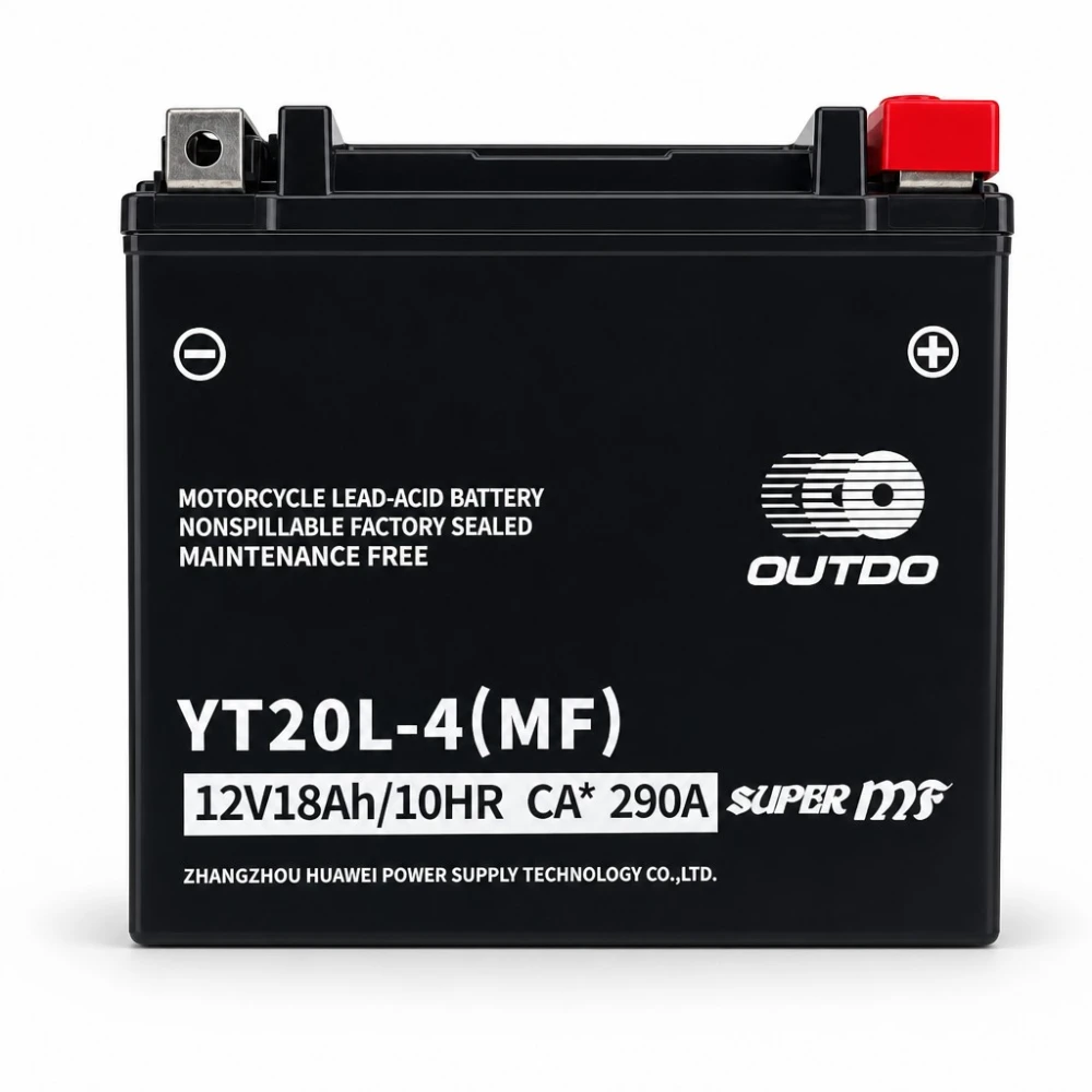 Mootorratta Aku AGM 12V 18Ah OUTDO YT20L-4(MF) - Ühilduv Yuasa YTX20L-BS / GTX20L-BS / ETX20L-BS / Y50-N18L-A