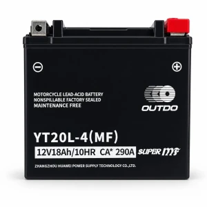 Mootorratta Aku AGM 12V 18Ah OUTDO YT20L-4(MF) - Ühilduv Yuasa YTX20L-BS / GTX20L-BS / ETX20L-BS / Y50-N18L-A