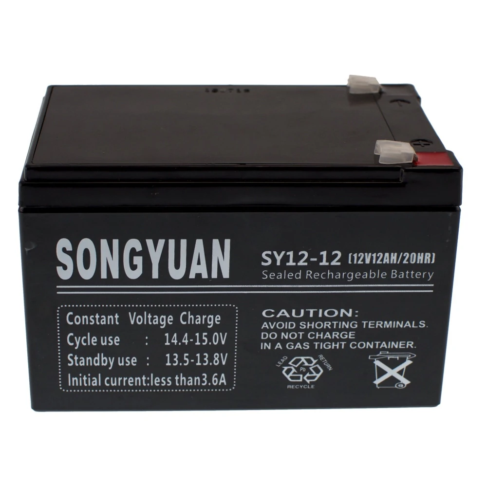 Detalle de conectores Faston de batería plomo sellada 12V 12Ah SY12-12 Songyuan