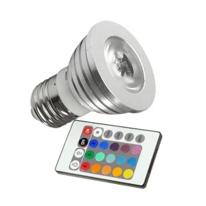 RGB LED pirn E27 3W kaugjuhtimispuldiga