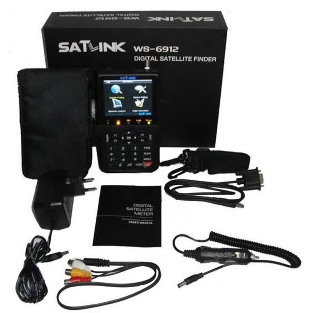 Localizador de satélites DVB-S/DVB-S2 Satlink WS-6912 con accesorios incluidos
