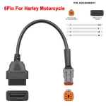 Cable adaptador Harley Davidson OBD1 6 pines a OBDII 16 pines con conectores visibles