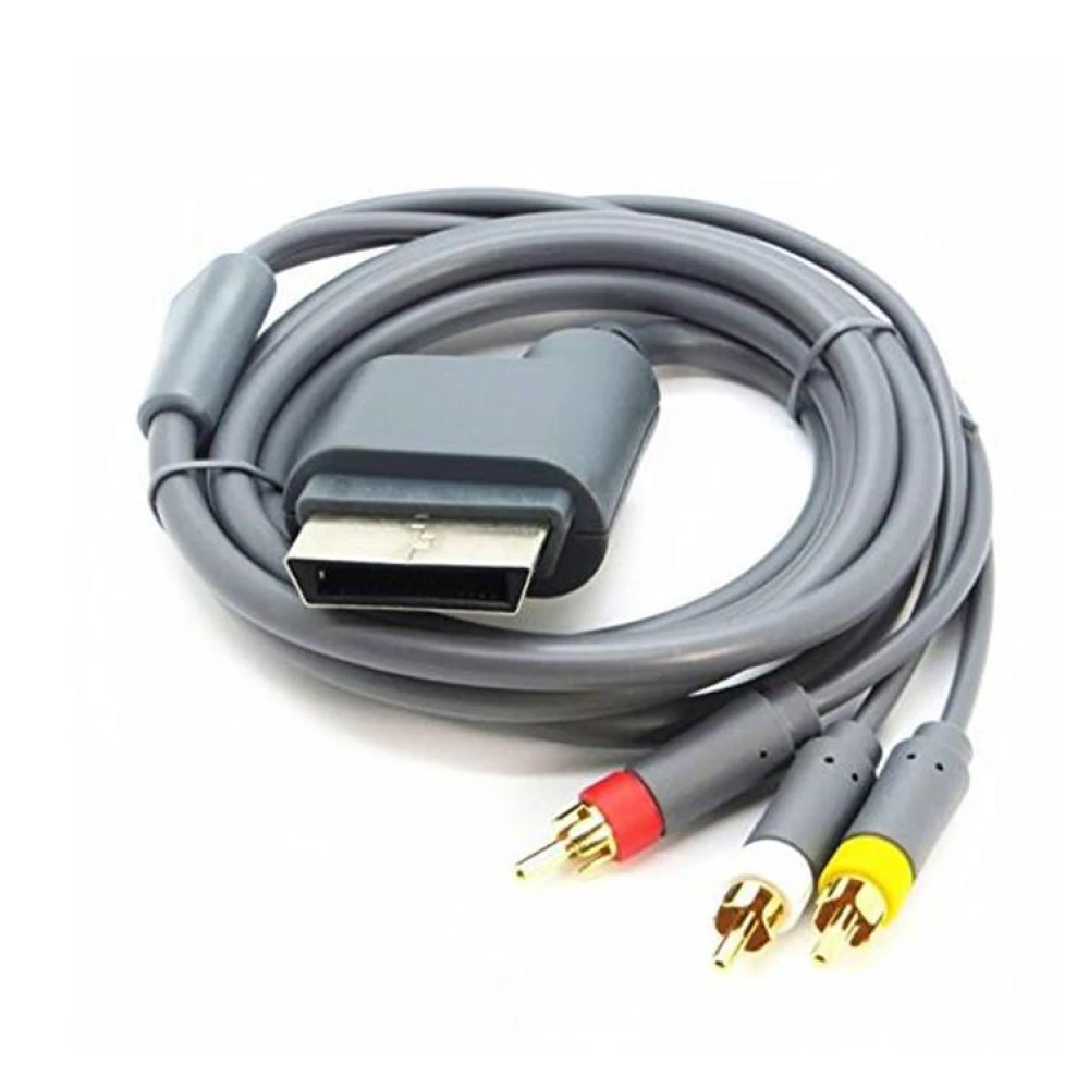 Cable compuesto AV A/V para Xbox 360 mostrando conectores RCA