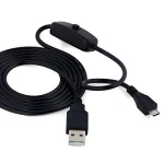 USB A–Micro USB kaabel lülitiga Raspberry Pi jaoks 1 m must