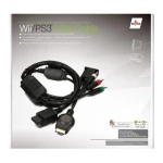 Vista del cable VGA para PS3 Wii con conectores y longitud de 160 cm