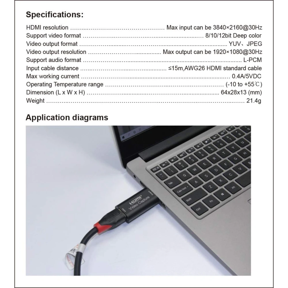 HDMI USB videokaart 1080P striimimiseks, mängudeks ja videokõnedeks