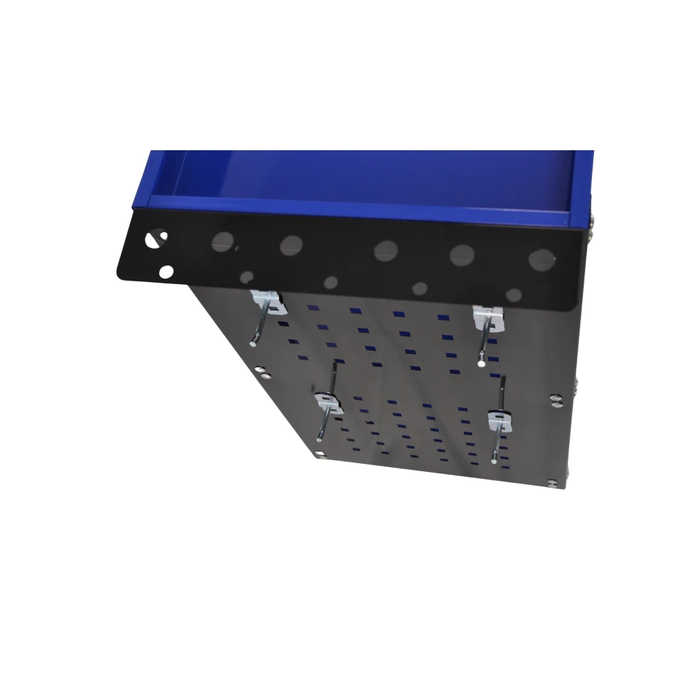 Professionaalne tööriistakäru 3 riiuliga, külgplaatide ja konksudega