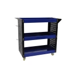 Professionaalne tööriistakäru 3 riiuliga, külgplaatide ja konksudega