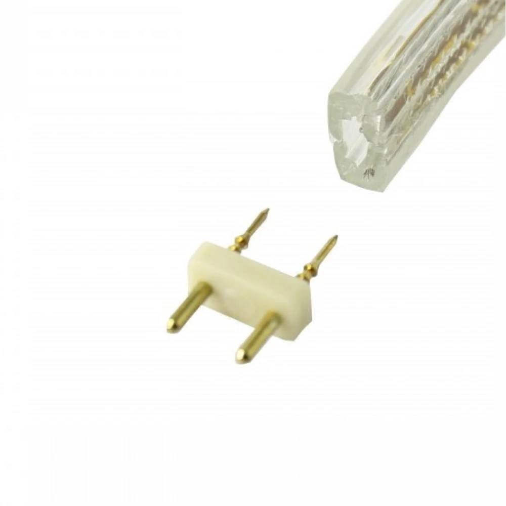 Detalle del Conector Tira Led Smd5050 220v 14mm mostrando el diseño para conexión