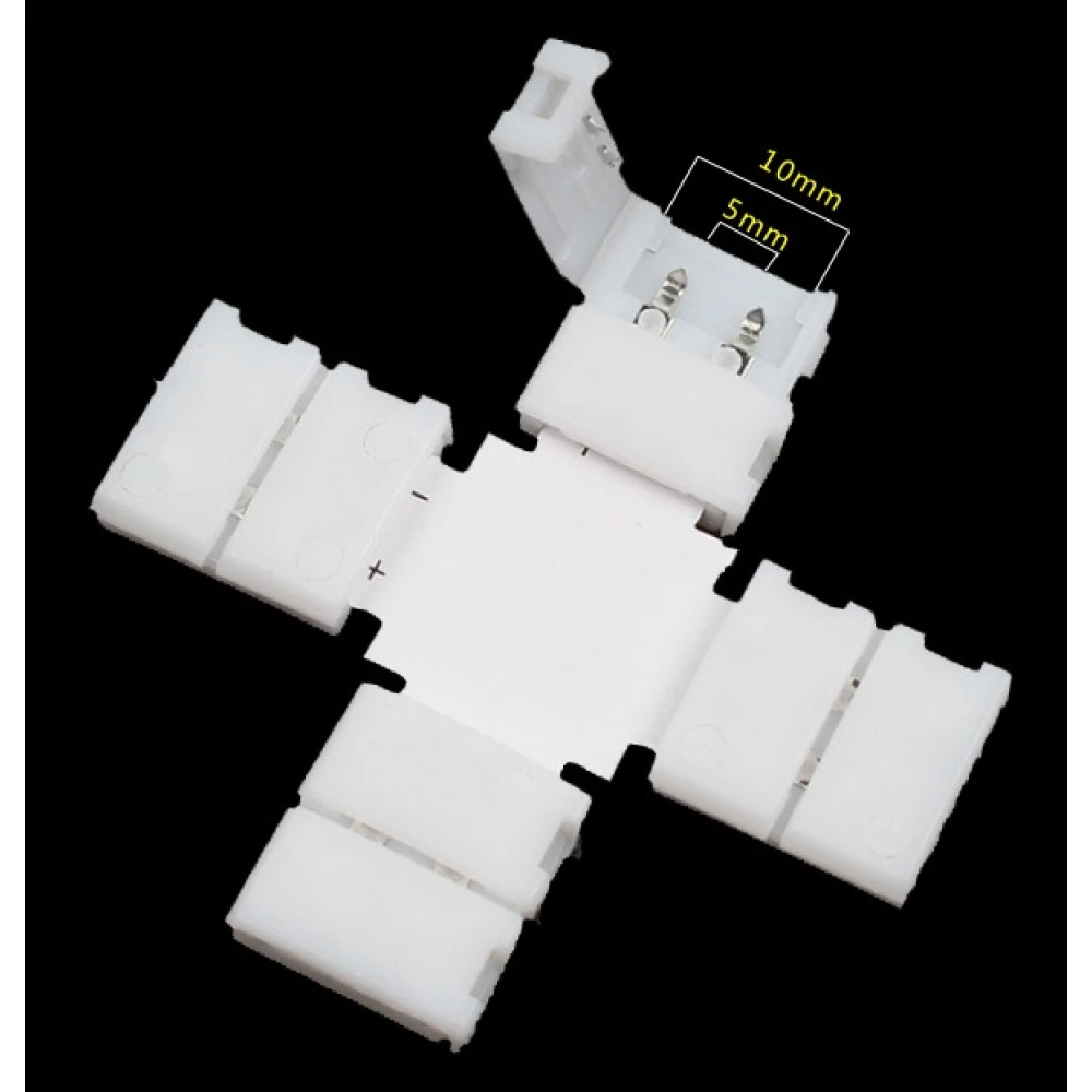 LED X-kujulised 10mm 2Pin 5050 RGB ühendusklambrid LED-ribadele