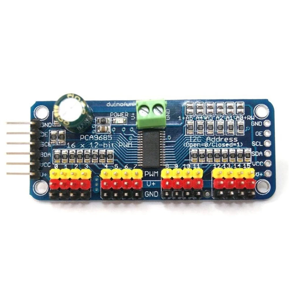 PCA9685 16-kanaliline 12-bit PWM I2C servokontroller Arduino jaoks