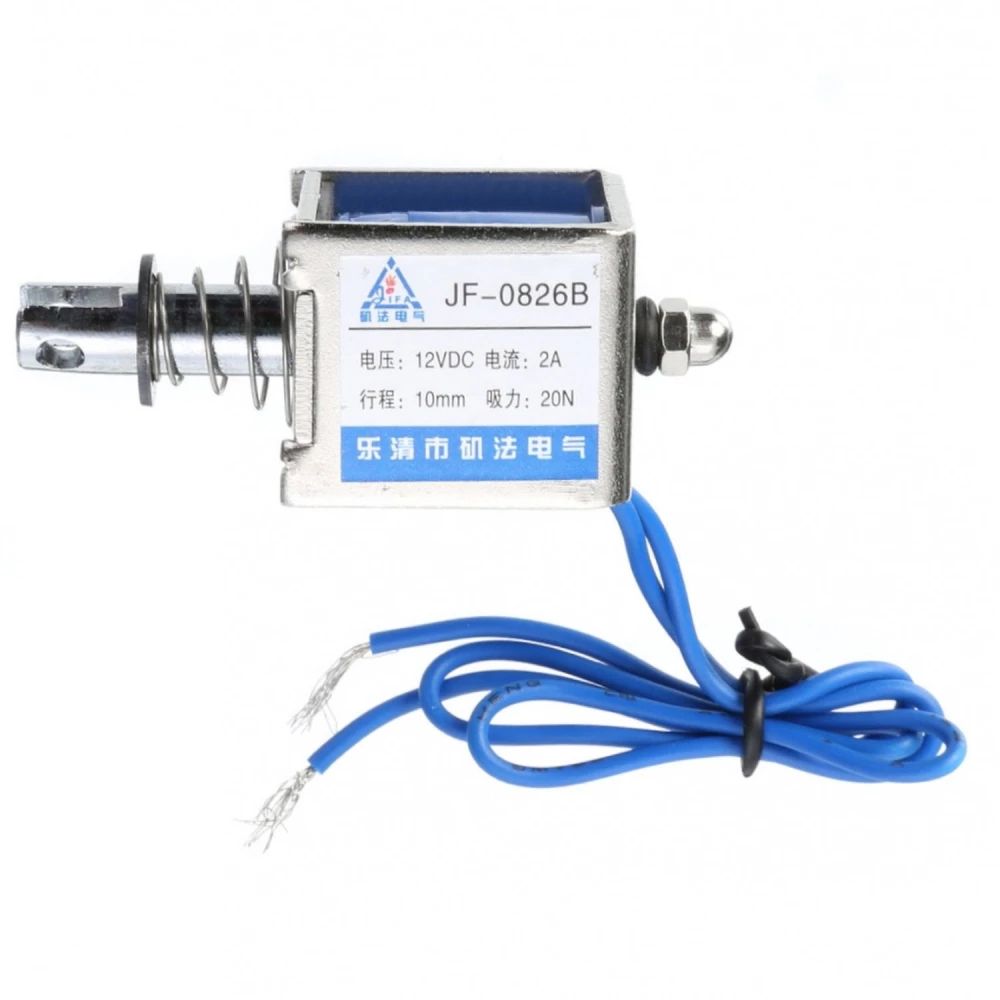 Solenoid push-pull 12Vdc JF-0826B vedruga tagastusega Arduino jaoks