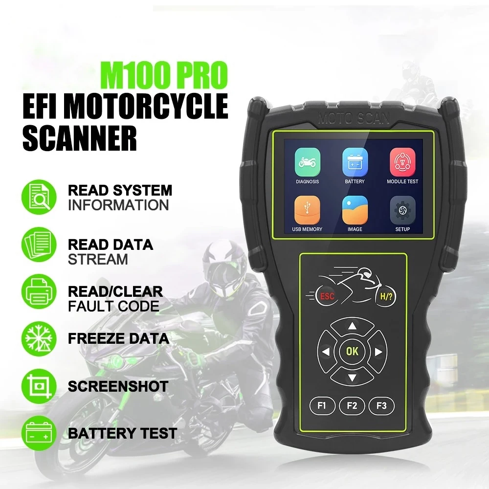 JDiag M100 Pro mootorratta OBD diagnostikaskanner KTM, Honda, Yamaha, Kawasaki, BMW jaoks