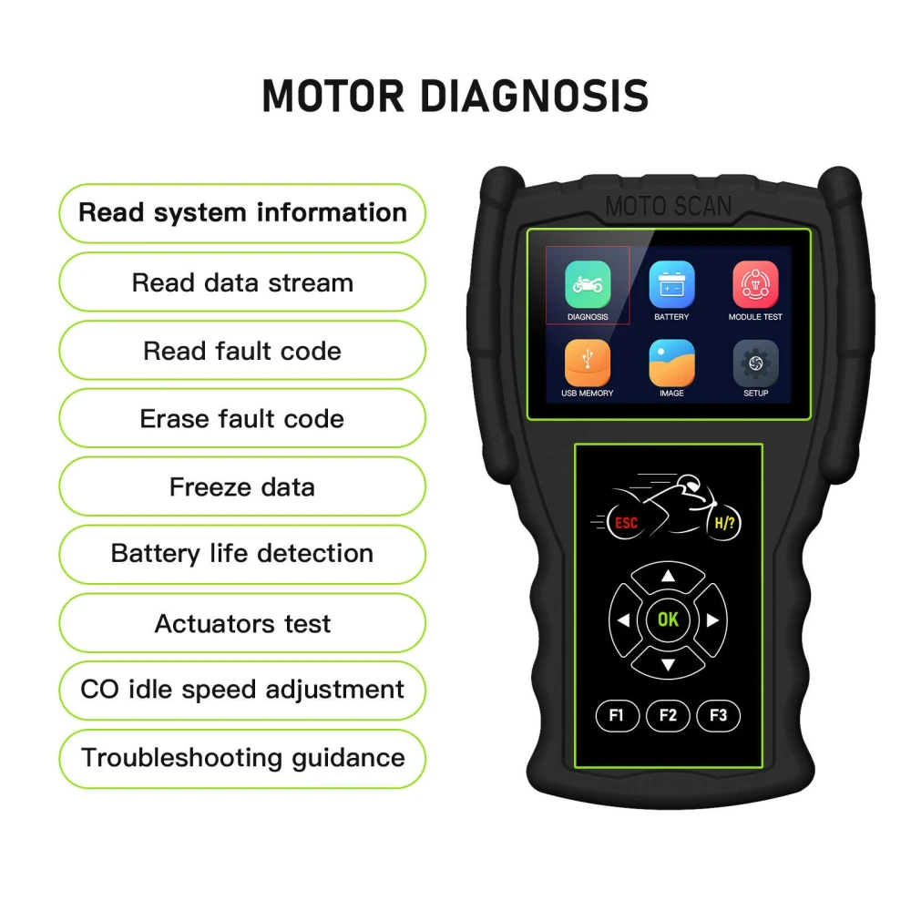 JDiag M100 Pro mootorratta OBD diagnostikaskanner KTM, Honda, Yamaha, Kawasaki, BMW jaoks
