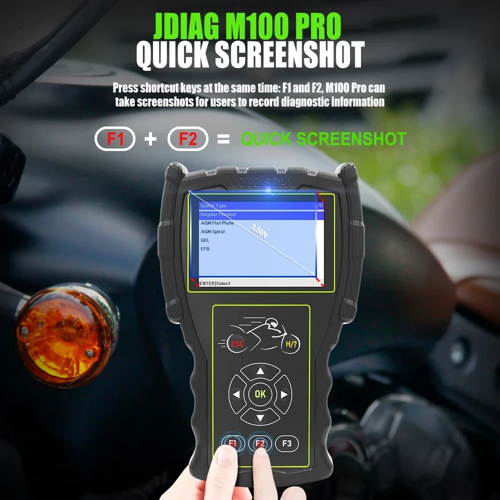JDiag M100 Pro mootorratta OBD diagnostikaskanner KTM, Honda, Yamaha, Kawasaki, BMW jaoks