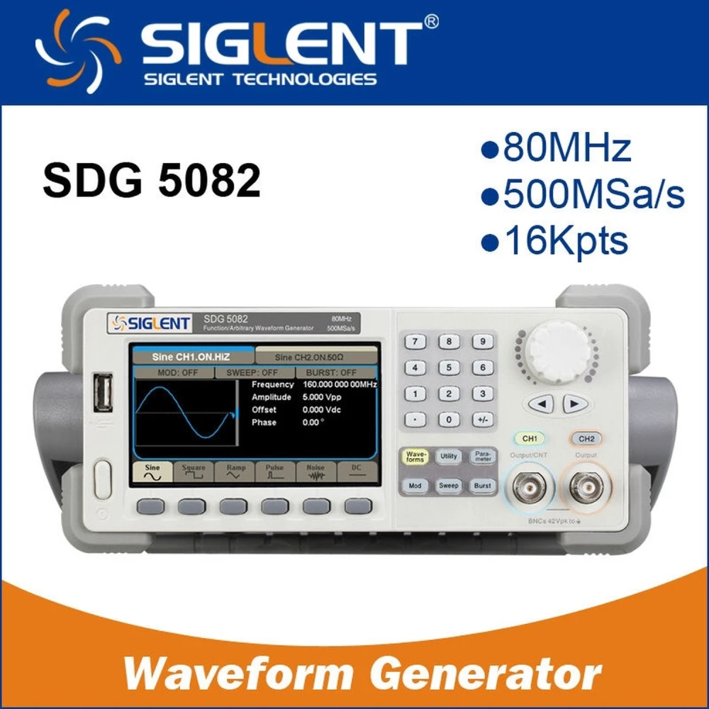 Siglent SDG5082 80MHz funktsioonigeneraator topeltväljundi ja suure täpsusega