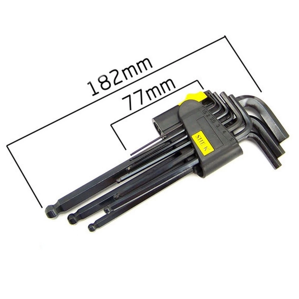 Pika kuuskantvõtmete komplekt kuulotsaga 9 tk 1,5-10mm