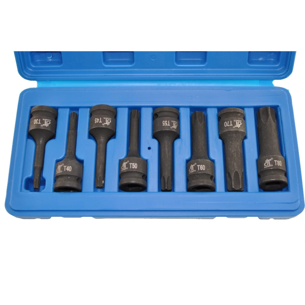 Set de llaves Torx impacto 1/2 T30-T80 con acabado fosfato negro