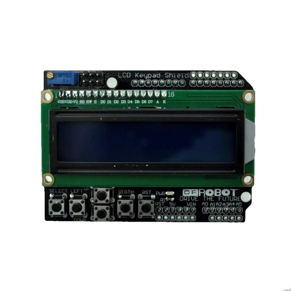 LCD Keypad Shield LCD1602 Arduino jaoks, integreeritud ekraani ja nuppudega