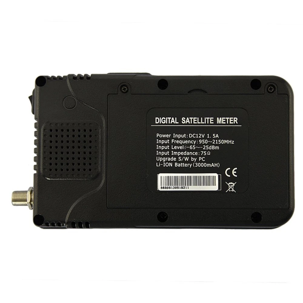 Medidor de señal Satlink WS-6908 en uso para orientación de antena parabólica