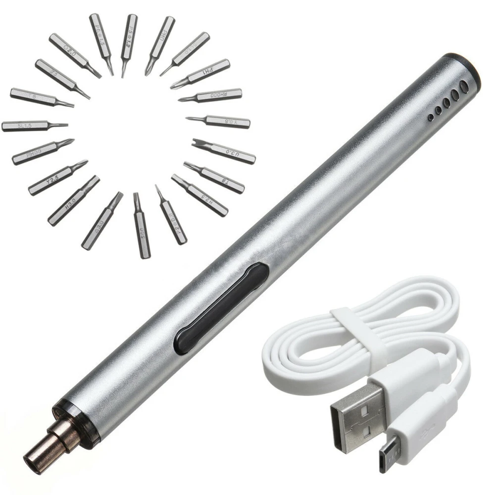 Juhtmeta USB-laetav mini elektriline kruvikeeraja 3 LED 22in1 komplekt