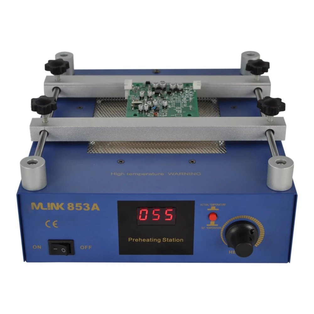 Vista lateral de Mlink 853a estación de precalentamiento mostrando superficie calefactora