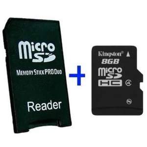 MS Pro Duo adapter MicroSD 16GB - adapter ja MicroSD kaart PSP jaoks