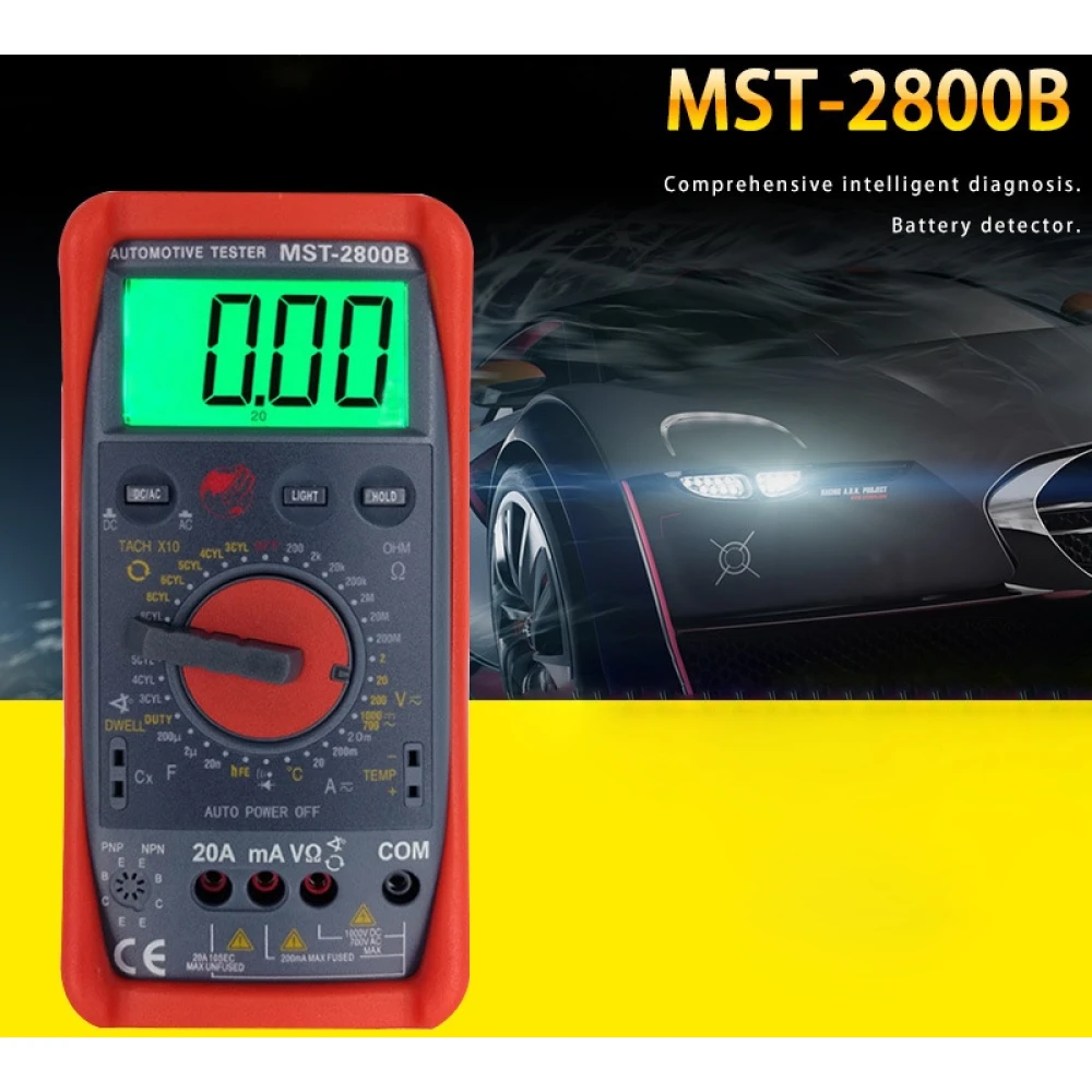 MST-2800B digitaalne multimeeter suure LCD-ekraaniga autondusse