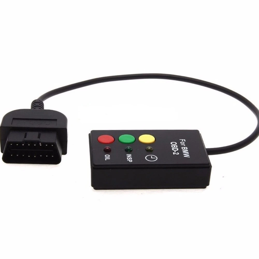 Vista lateral de la herramienta OBD2 SI Reset para BMW con LEDs indicadores