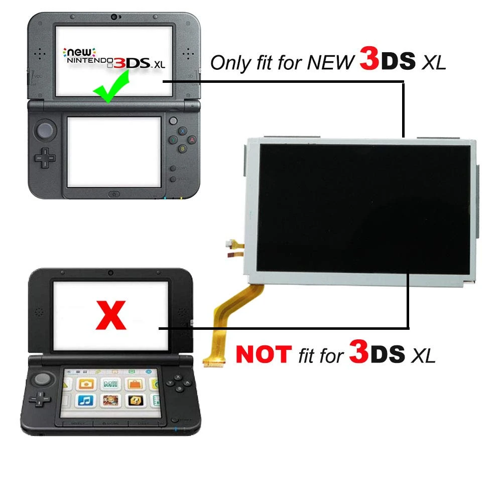 Vista frontal de pantalla LCD superior para New Nintendo 3DS XL