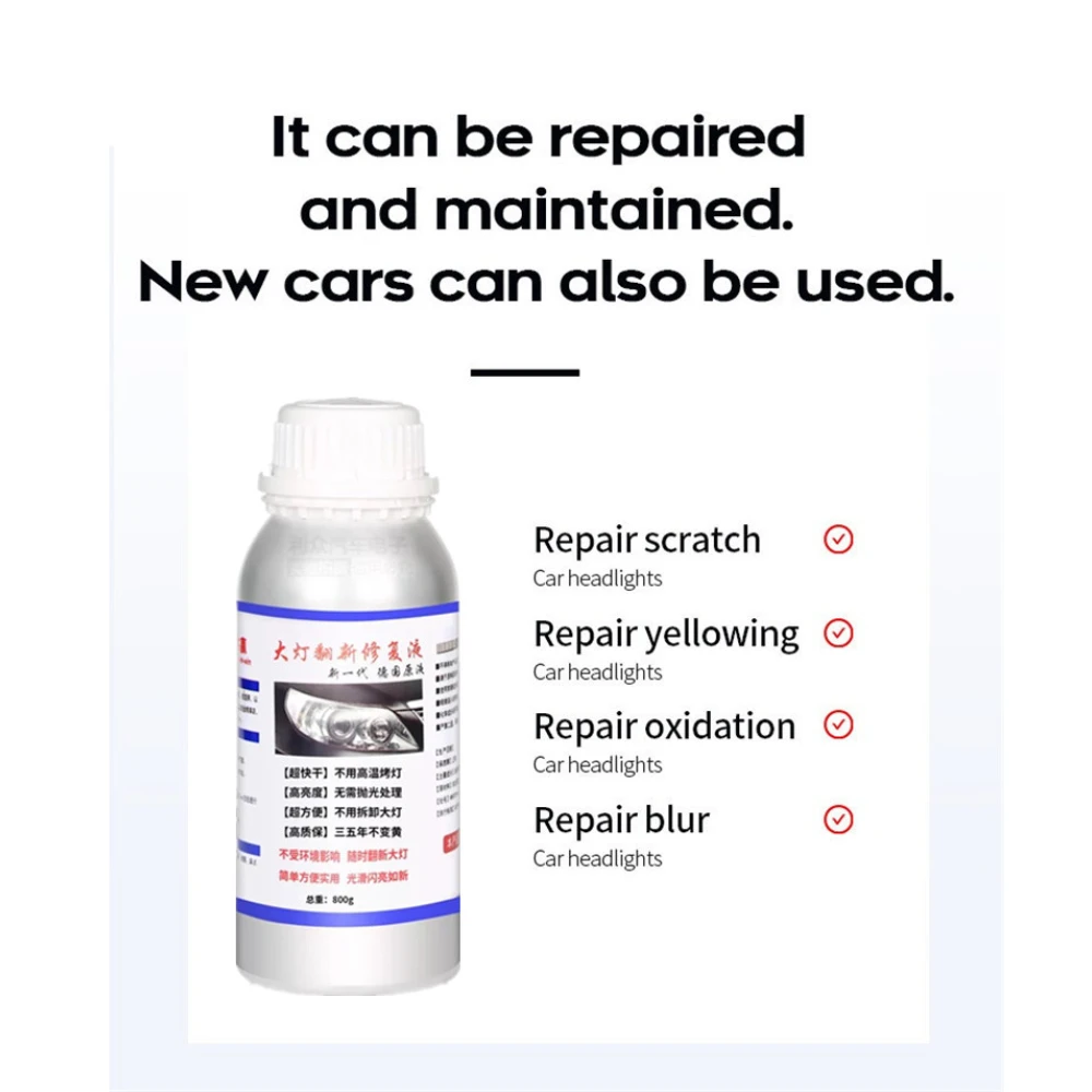 Polímero líquido restaurador de faros en botella de 800ml para automoción